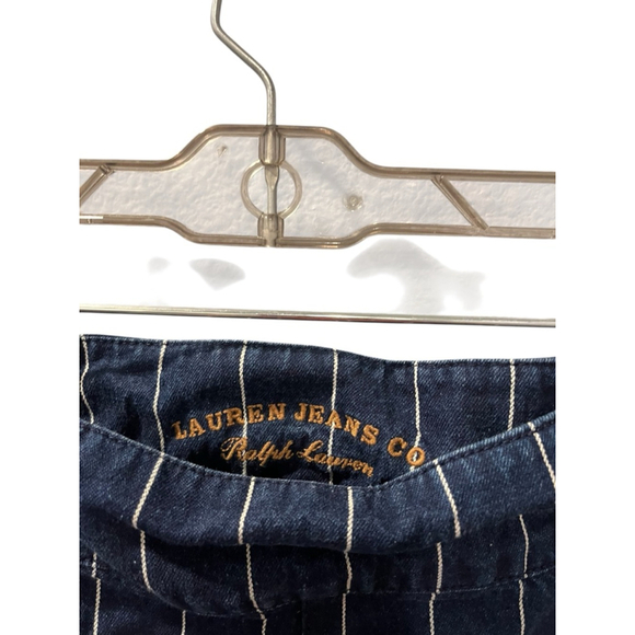 Vintage 90's Lauren Jeans Co. Pinstriped Button Fly Denim Short Size 4 Cotton - Picture 4 of 6